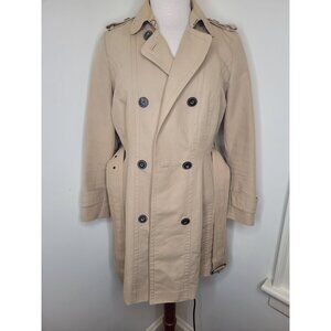Womens Massimo Dutti Beige Double breasted Trench Coat Belt M Old money academia